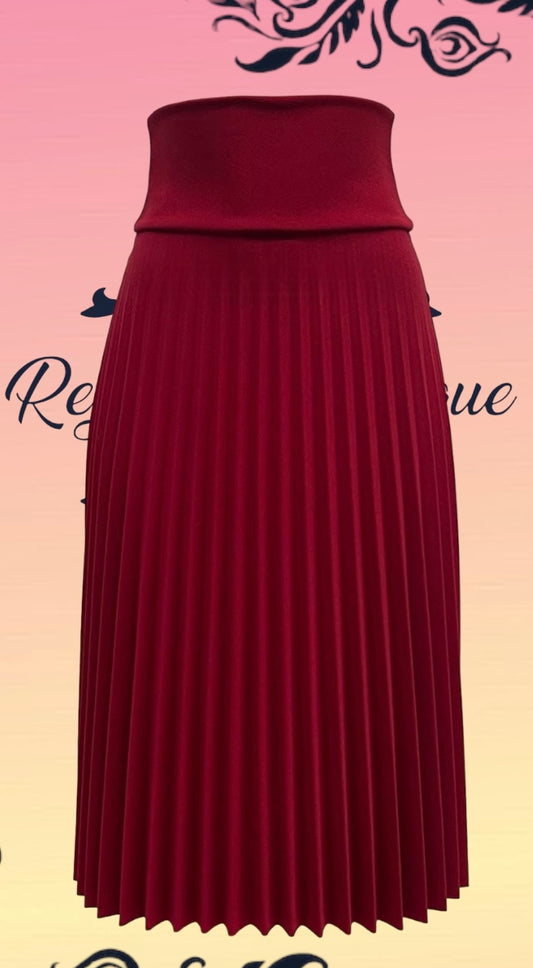 Red pleated skirt 3/4 half disc N/B