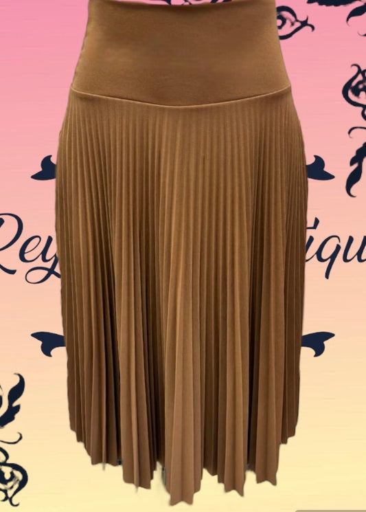 Full disc pleated brown skirt B