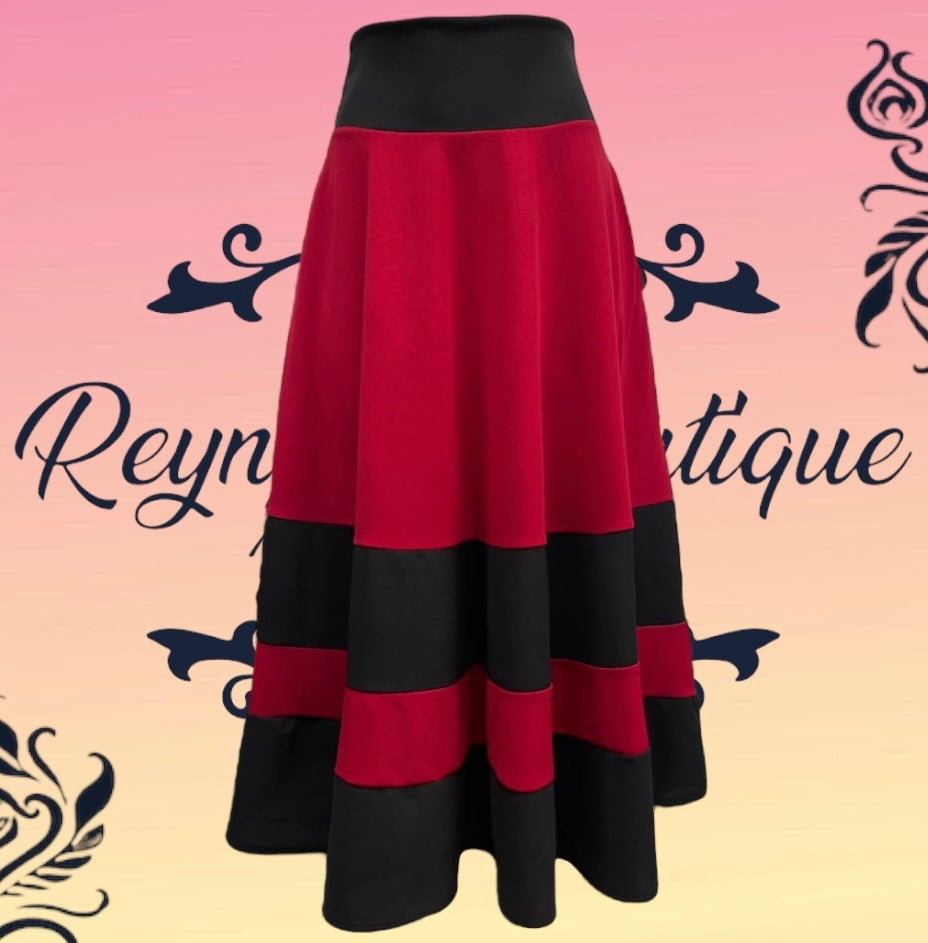 Falda a rayas rojo y negro B