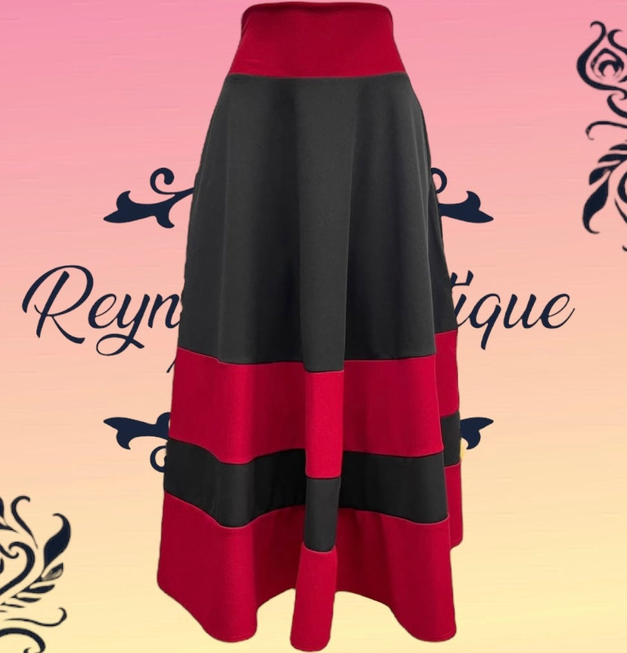 Falda a rayas negro y rojo B