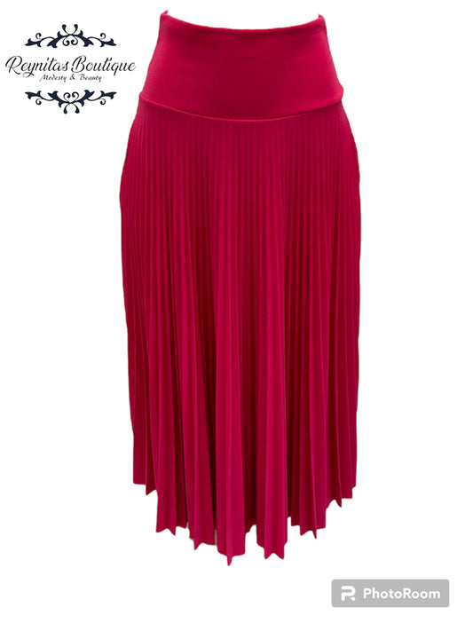 long full pleated fuchsia disco skirt B