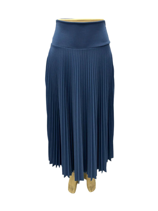 Blue grey pleated disco full length long skirt B