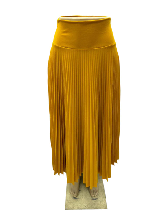 Long full disco pleated mustard skirt B