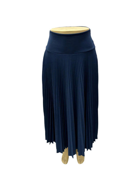 Navy blue pleated disco full skirt long B