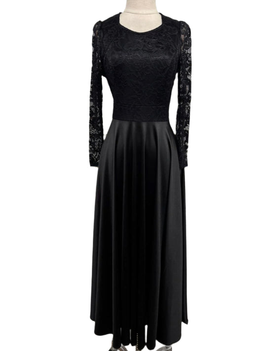 Long black lace dress