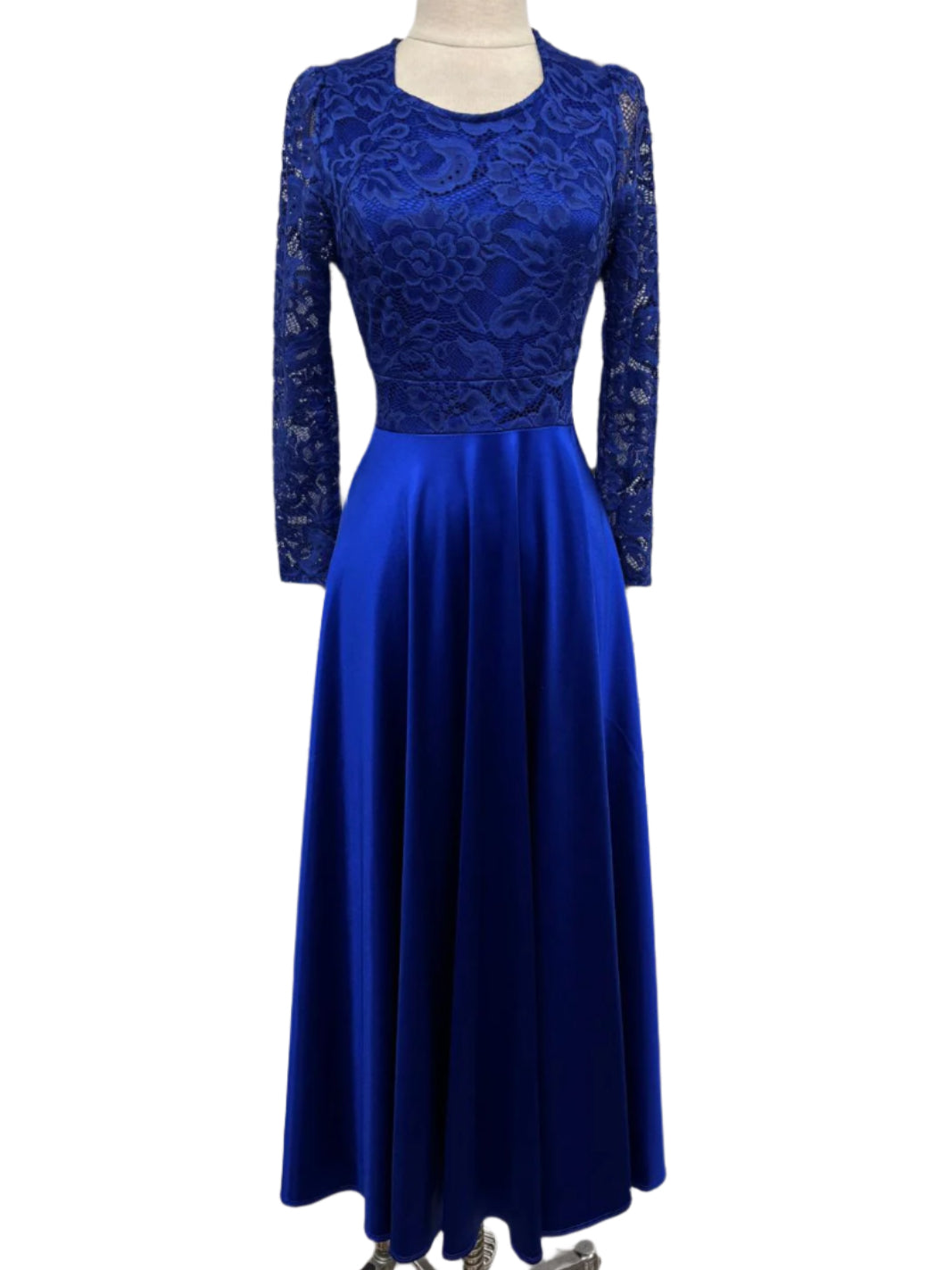 Long blue lace dress
