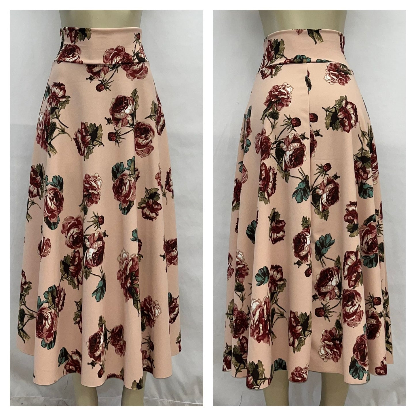 falda larga fondo beige floreado