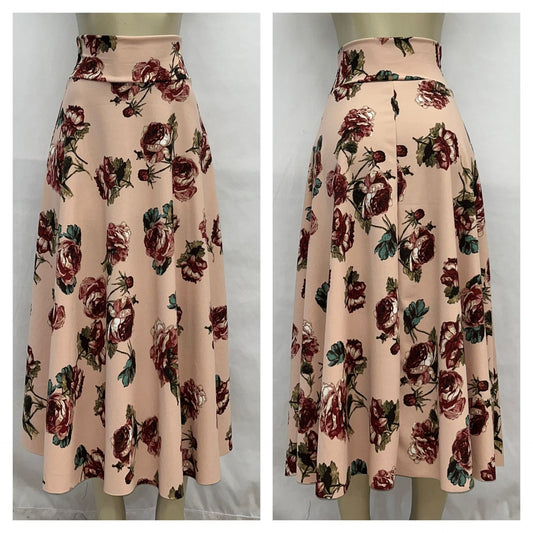 falda larga fondo beige floreado