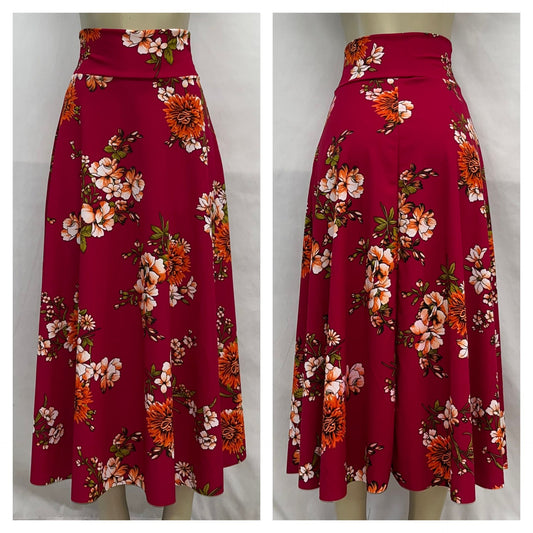 falda largo magenta floreado