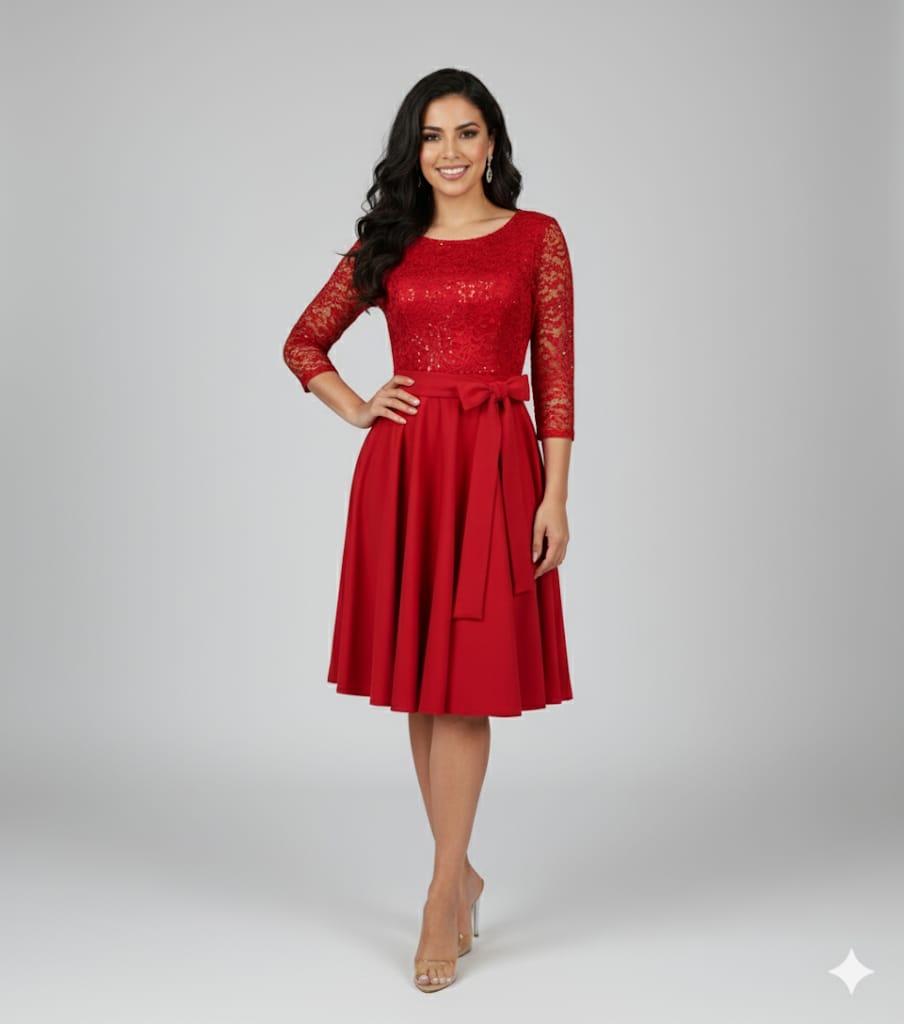 vestido de fiesta color rojo