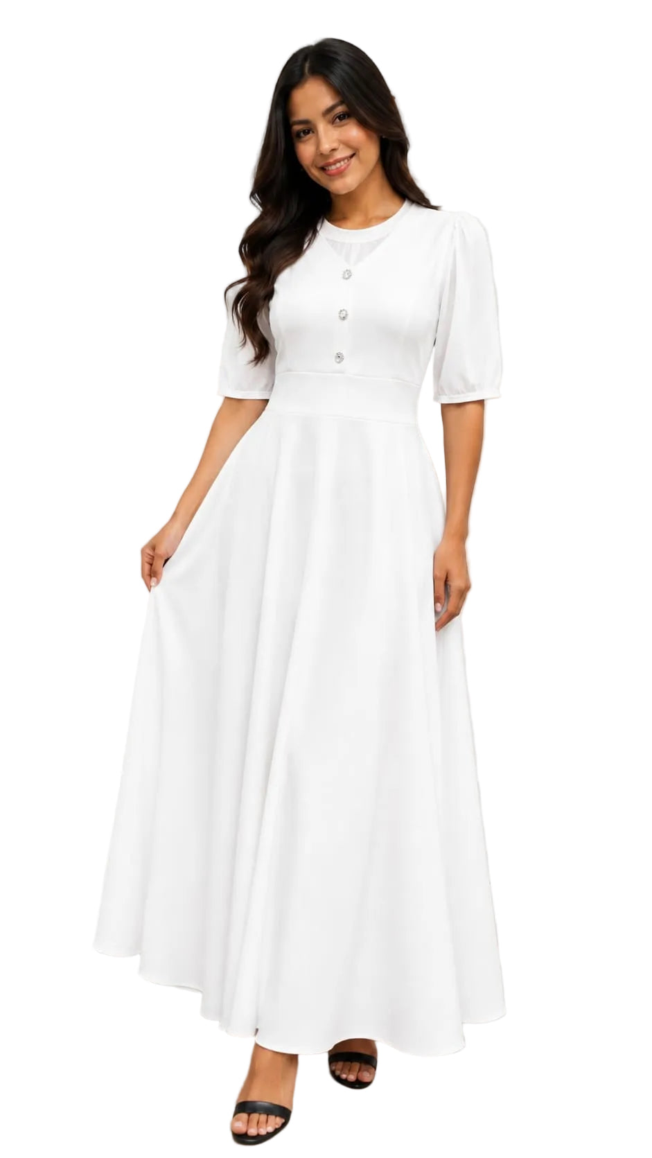 V-Neck Pinafore Jumper Dress