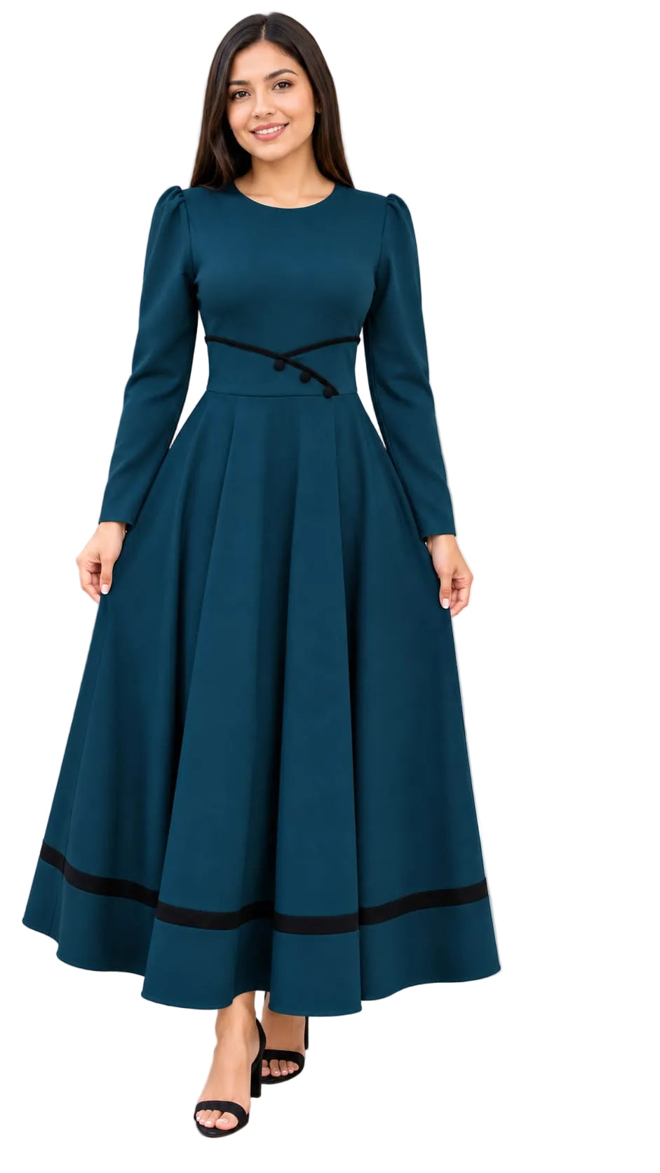Elegant Midi Dress with Waist Detail
