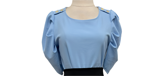 Princess sleeve blouse with buttons on the shoulder in light blue