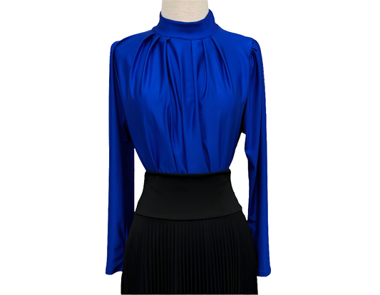 camisa cuello alto manga larga tela Casino royal blue