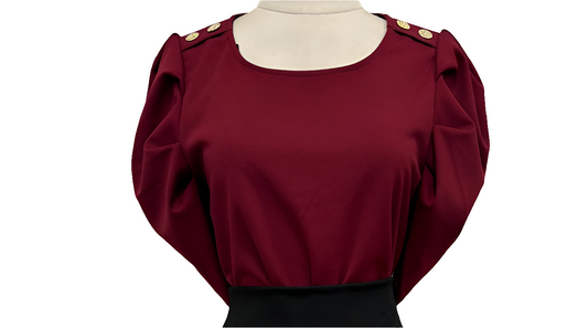 Princess sleeve blouse with buttons on the shoulder burgundy