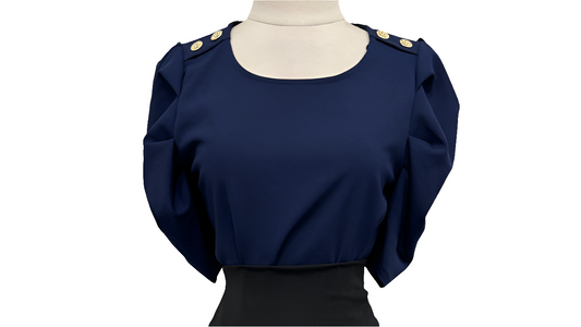 Princess sleeve blouse with buttons on the shoulder navy blue