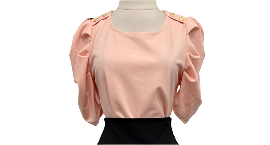 Baby pink shoulder button princess sleeve blouse
