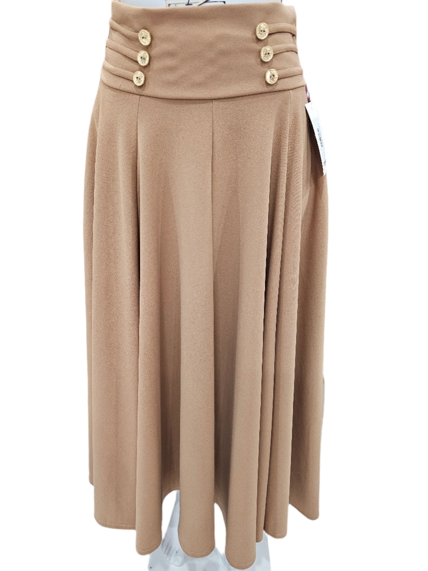 Buttoned skirt with long brown bow