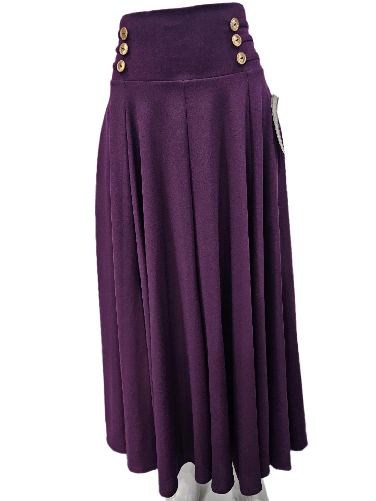 buttoned skirt with long purple bow