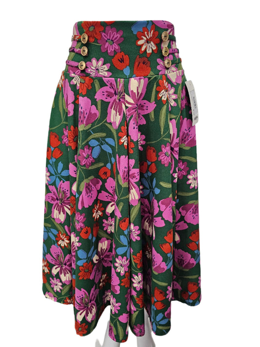 falda botones con lasito verde floriado
