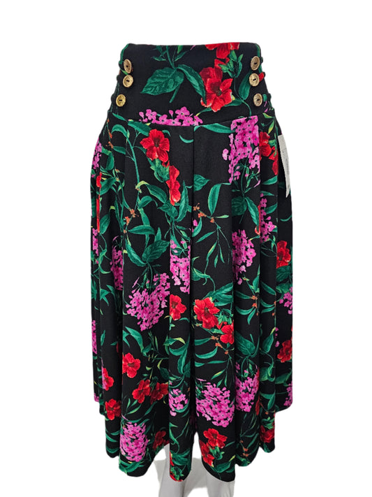 falda botones con lasito negro/Morado floriado