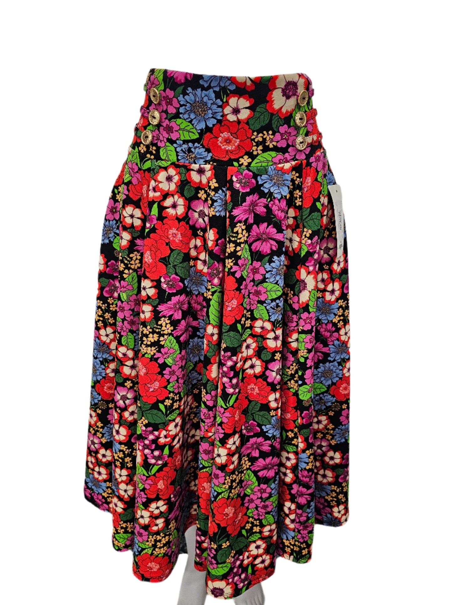 buttoned skirt with bouquet lace