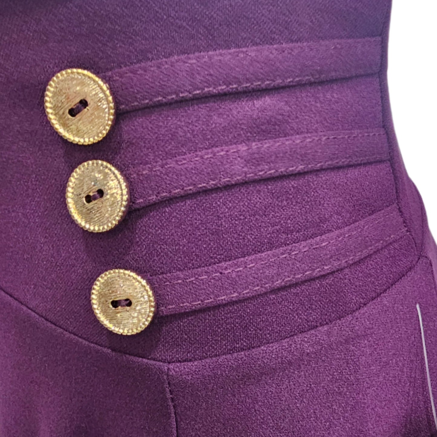 buttoned skirt with long purple bow