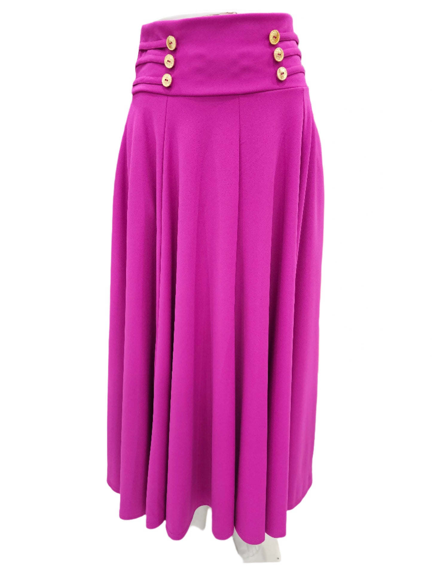 Buttoned skirt with long magenta bow