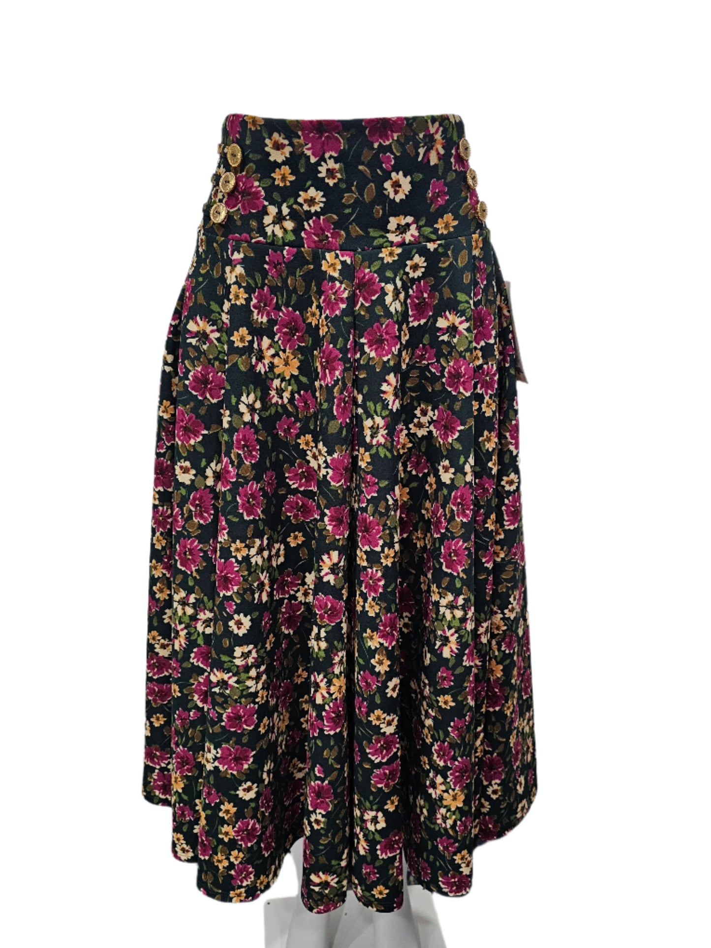 falda botones con lasito verde/morado floriado