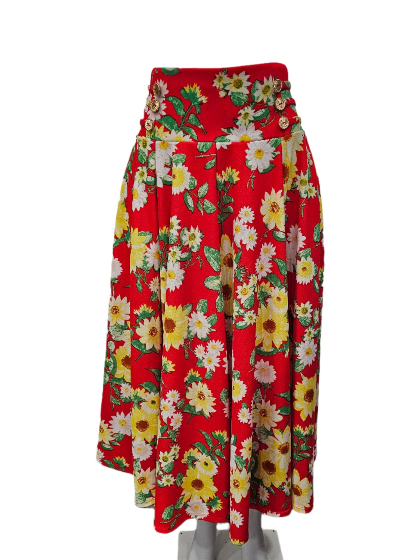 Button skirt with orange flowery lace