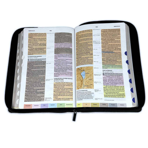 Rainbow Study Bible with RV1960 Closure imitation black leather with index - It will never leave your mouth