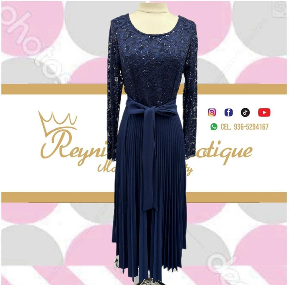 long navy blue party dress