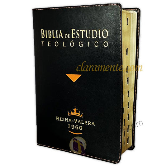 Biblia de Estudio Teológico: RV1960, imitación piel, negro con índice