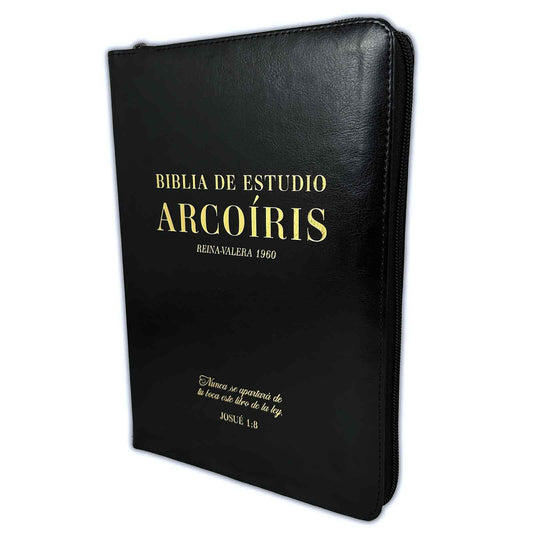 Biblia de Estudio Arco Iris con Cierre RV1960 imit piel negro con índice - Nunca se apartará de tu boca