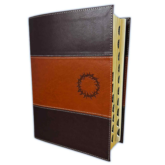 Living Daily Study Bible Large Print New Living Translation NLT - brown felt leather with index