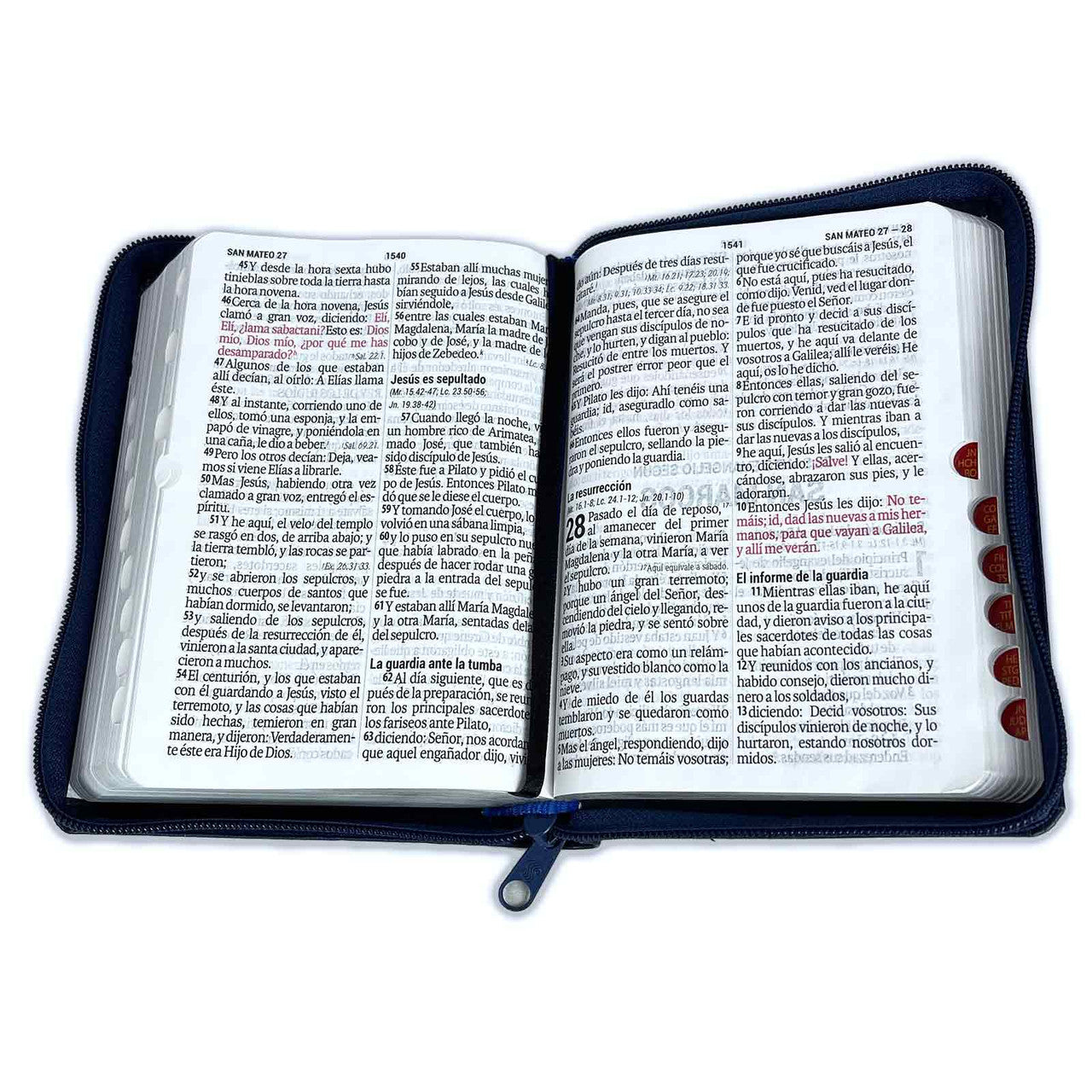 Compact Bible with RV1960 Closure: imitation. blue leather with index 