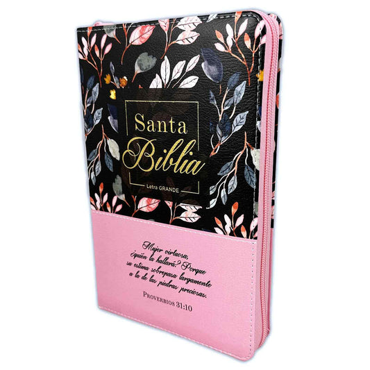 Bible with Large Print Closure 12 points RV1960 imitation. floral with index - Virtuous Woman