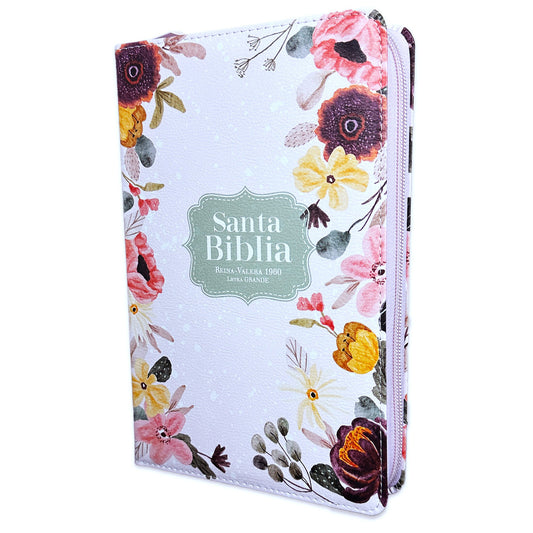 Biblia con Cierre Letra Grande 12 puntos RV1960 imit. piel floral con índice