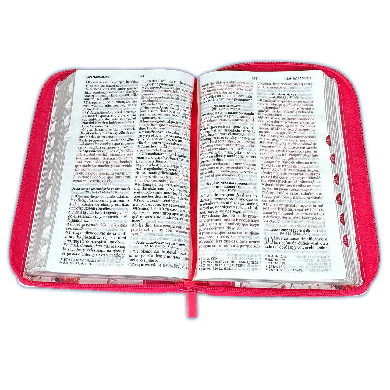 Biblia con Cierre Letra Grande 12 puntos RV1960 imit. piel floral/mariposas fucsia con índice