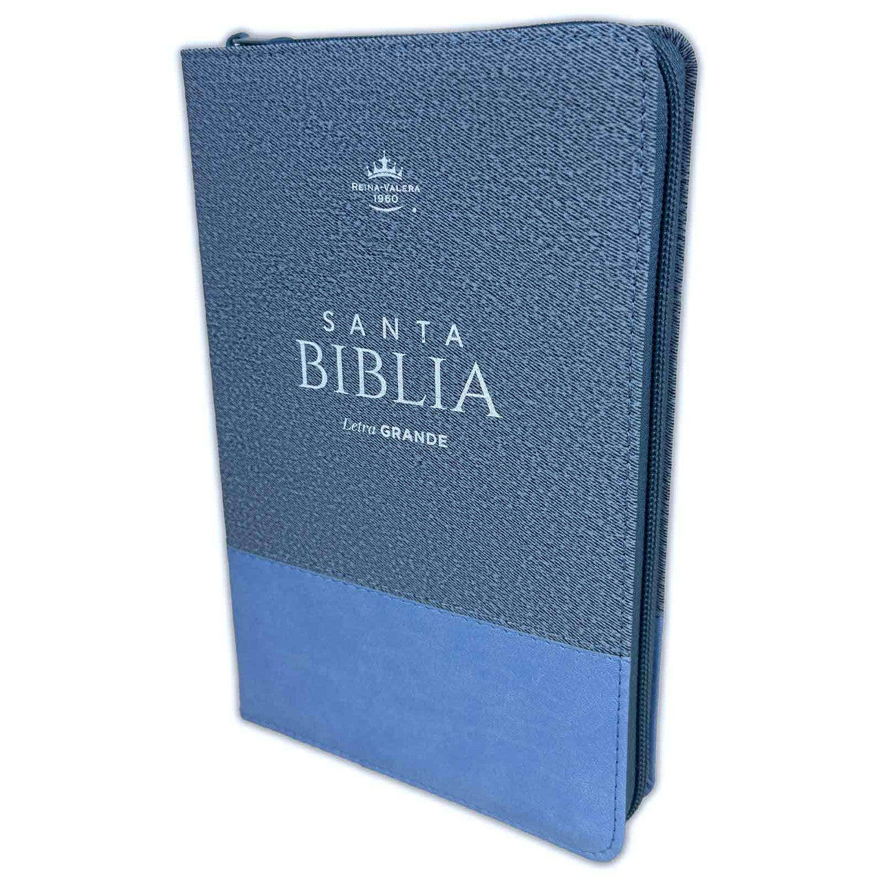 Biblia con Cierre Letra Grande 12 puntos RV1960 imit. duotono celeste con índice