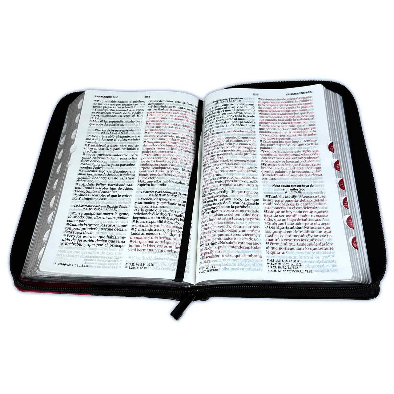 Biblia con Cierre Letra Grande 12 puntos RV1960 imit. fucsia y negro con índice