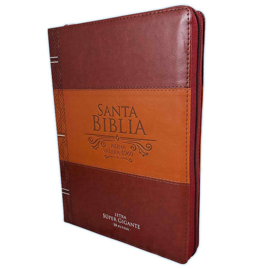 Biblia con Cierre Letra Súper Gigante 19 puntos RV1960 imit piel duotono café con índice