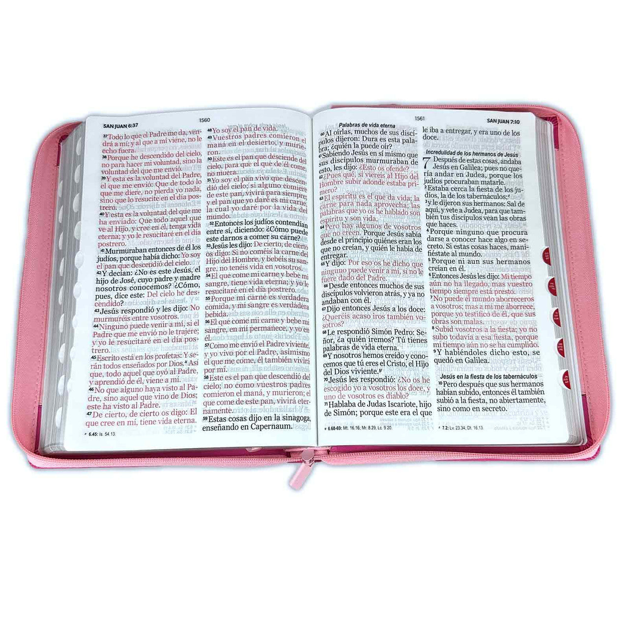 Biblia con Cierre Letra Súper Gigante 19 puntos RV1960 imit duotono rosado y fucsia con índice - Examíname, oh Dios