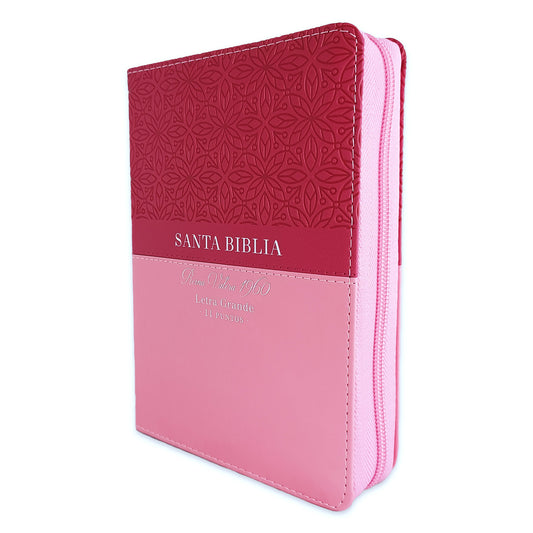 Biblia con Cierre Compacta 11 puntos RV1960 imit bifloral fucsia con índice