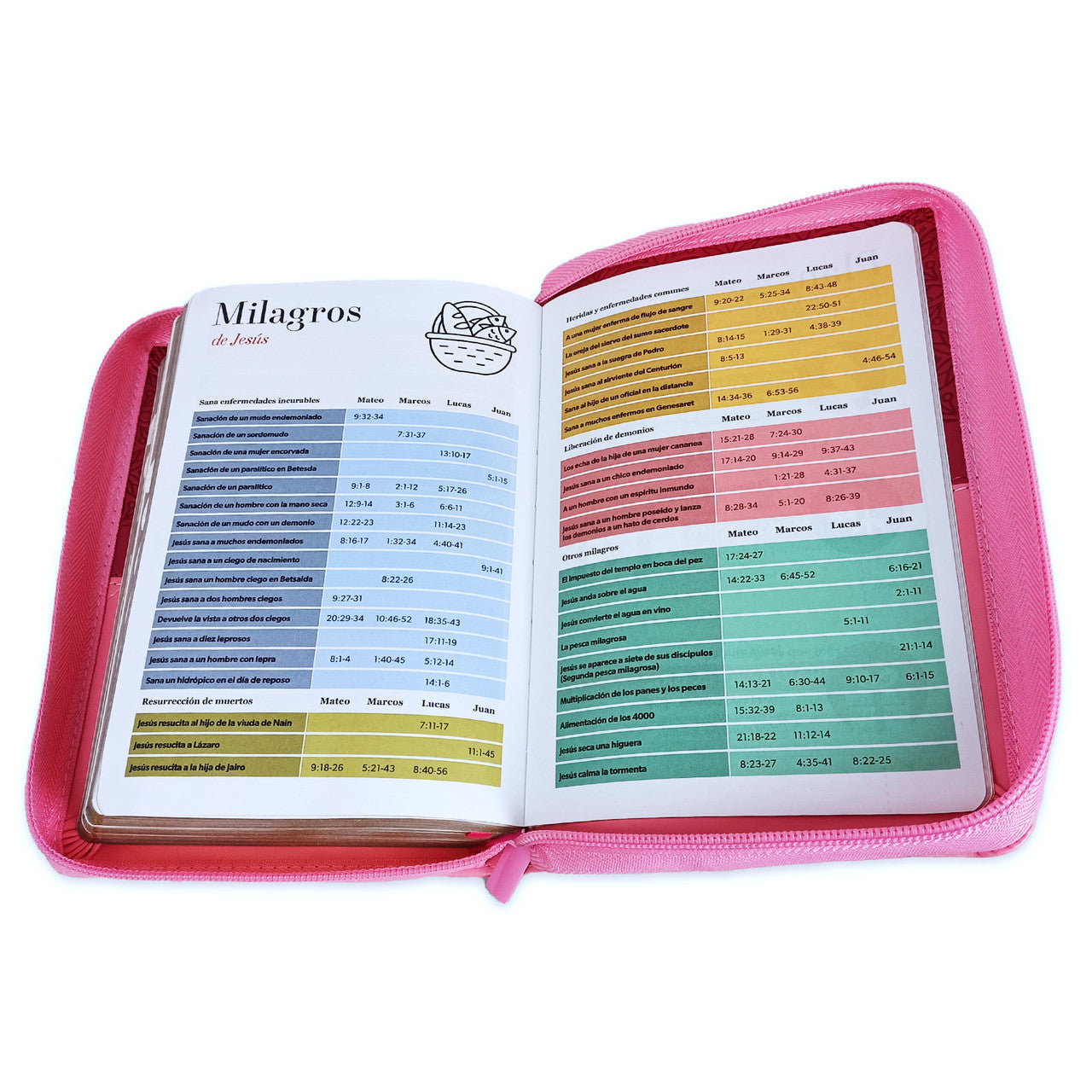 Biblia con Cierre Compacta 11 puntos RV1960 imit bifloral fucsia con índice