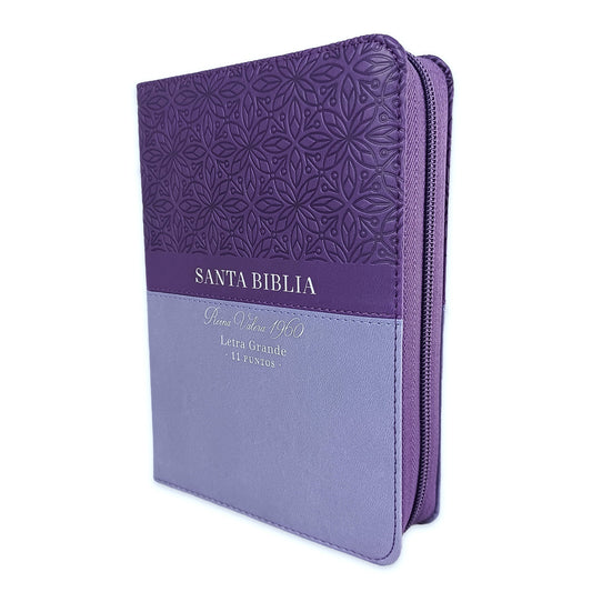 Biblia con Cierre Compacta 11 puntos RV1960 imit bifloral lila con índice