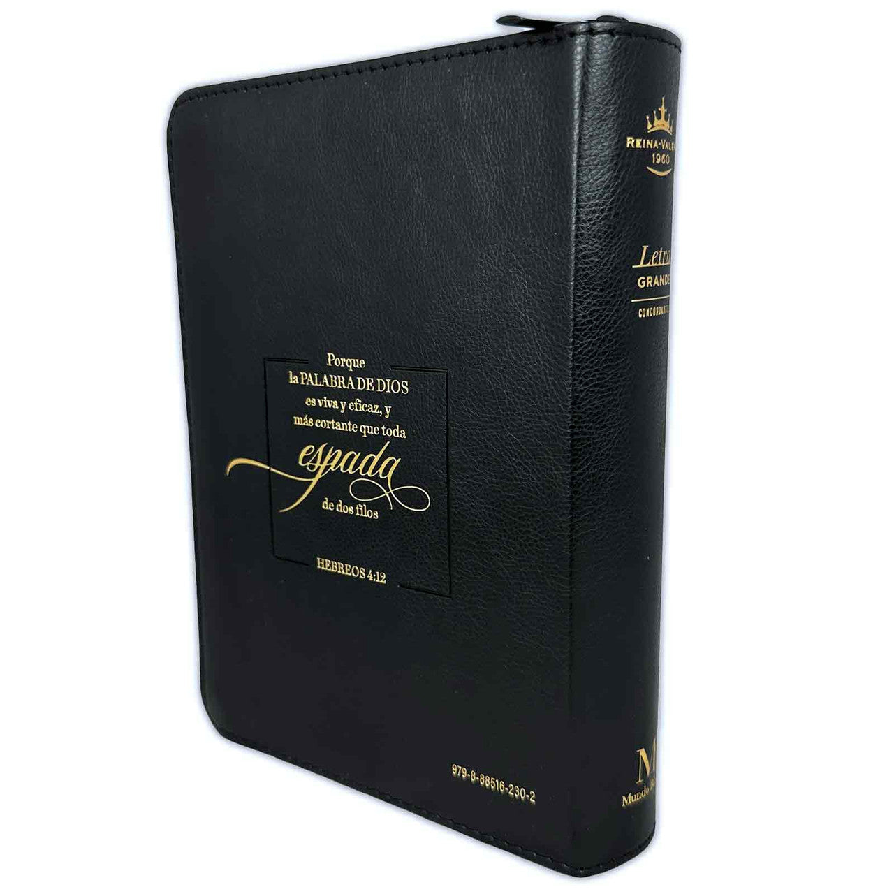 Biblia Espada con Cierre Compacta 11 puntos RV1960 imit gris y negro con índice - Hebreos 4:12