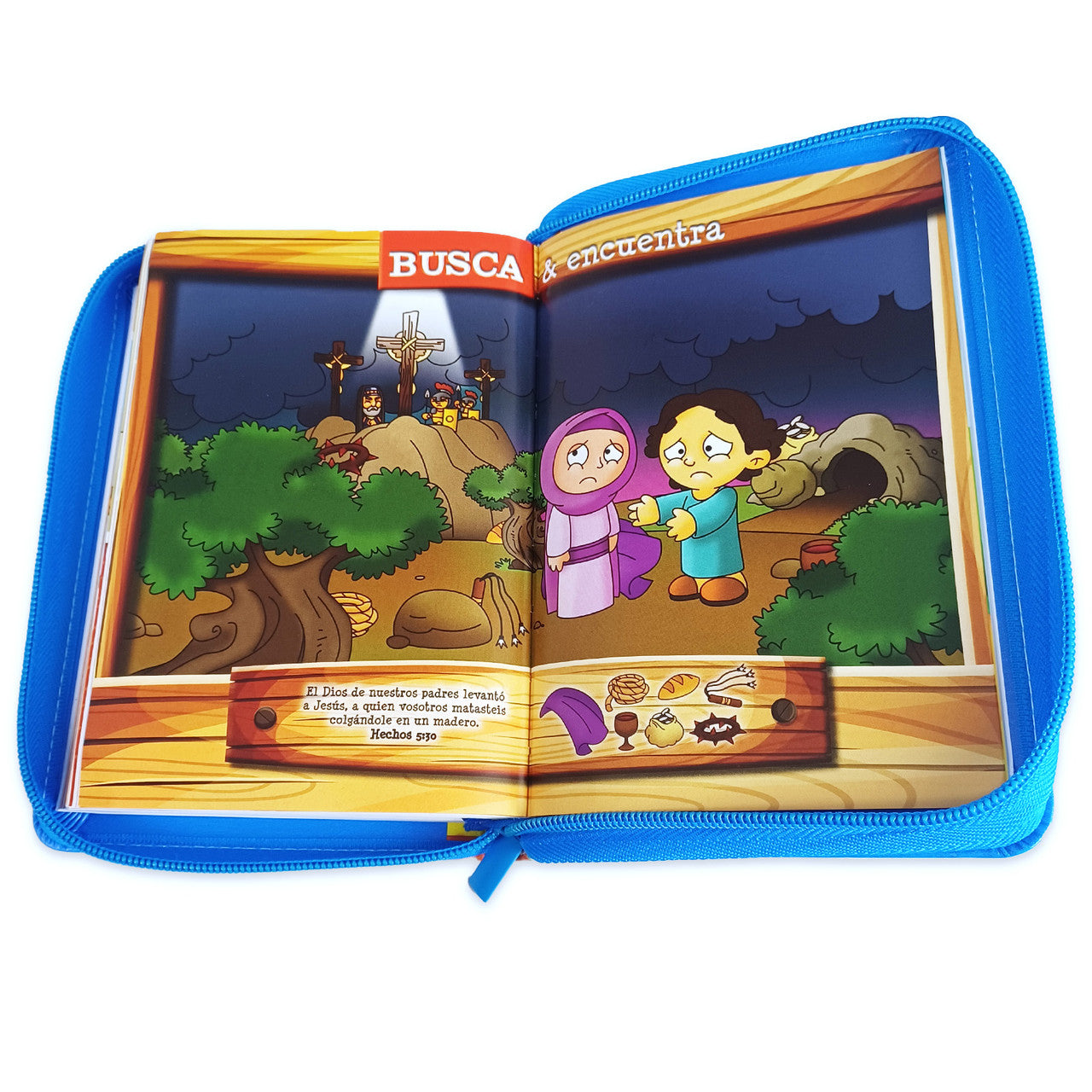 Biblia para Niños Mi Gran Viaje Compacta con Cierre RV1960 imit piel azul