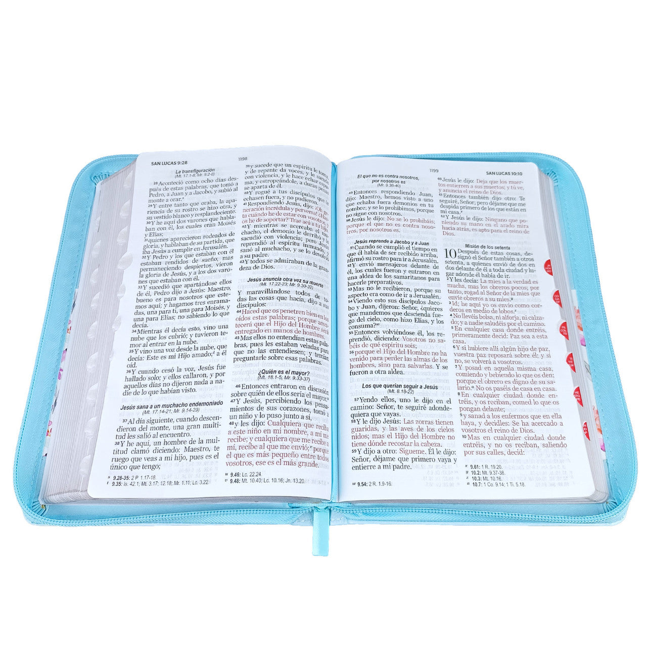 Biblia con Cierre Letra Grande 12 puntos RV1960 imit. flores/turquesa con índice