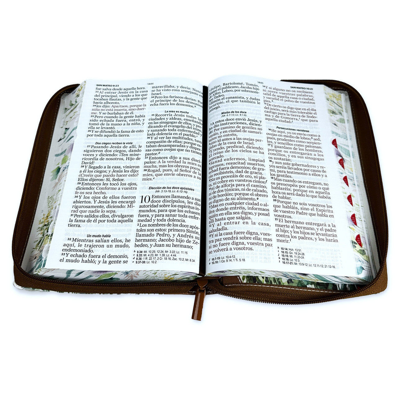 Biblia con Cierre Letra Gigante Manual 14 puntos RV1960 imit piel floral mariposa café con índice y canto floral